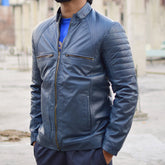 Leather Jacket Blue